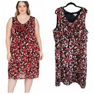 Avenue Plus Size red, white & black sleeveless dress w/ ruffles Women's Size 26